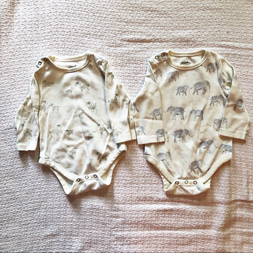 Pehr two watercolor onesies 3-6 mo